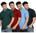 Polo Neck T-Shirt (Multicolor, XXL) (Pack of 4)